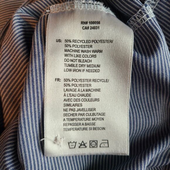 Oobe Chick-Fil-A Mens XL Uniform Blue Striped Polo Recycled Fabric Workwear - Picture 7 of 9